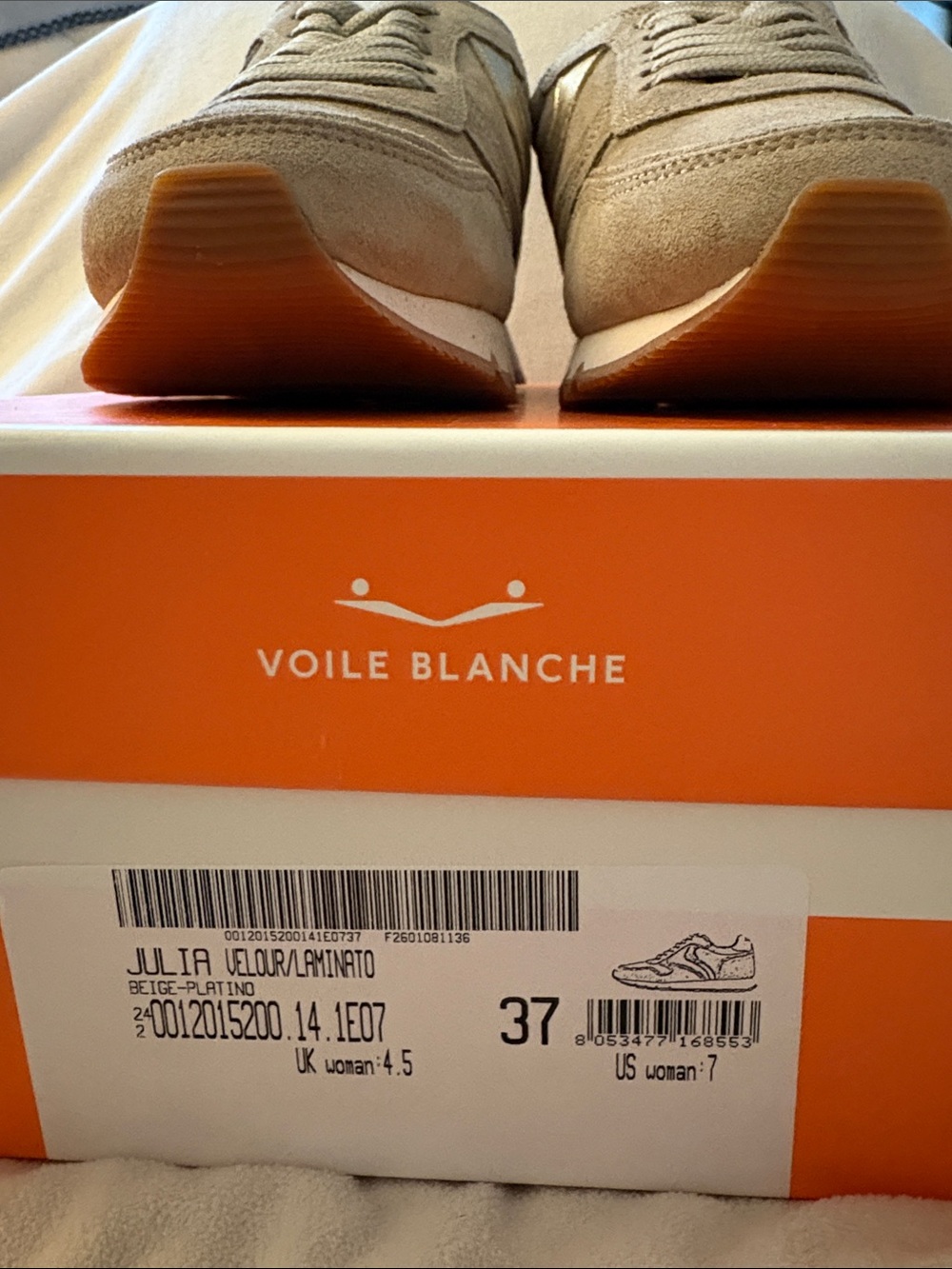 NWT VOILE BLANCHE JULIA Suede Sneaker in Beige - Platino - Picture 10 of 16